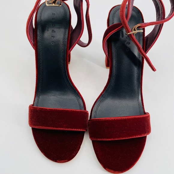 New Sandro Paris 40/US 9 Velvet Heel Sandals Shoe - Picture 5 of 9